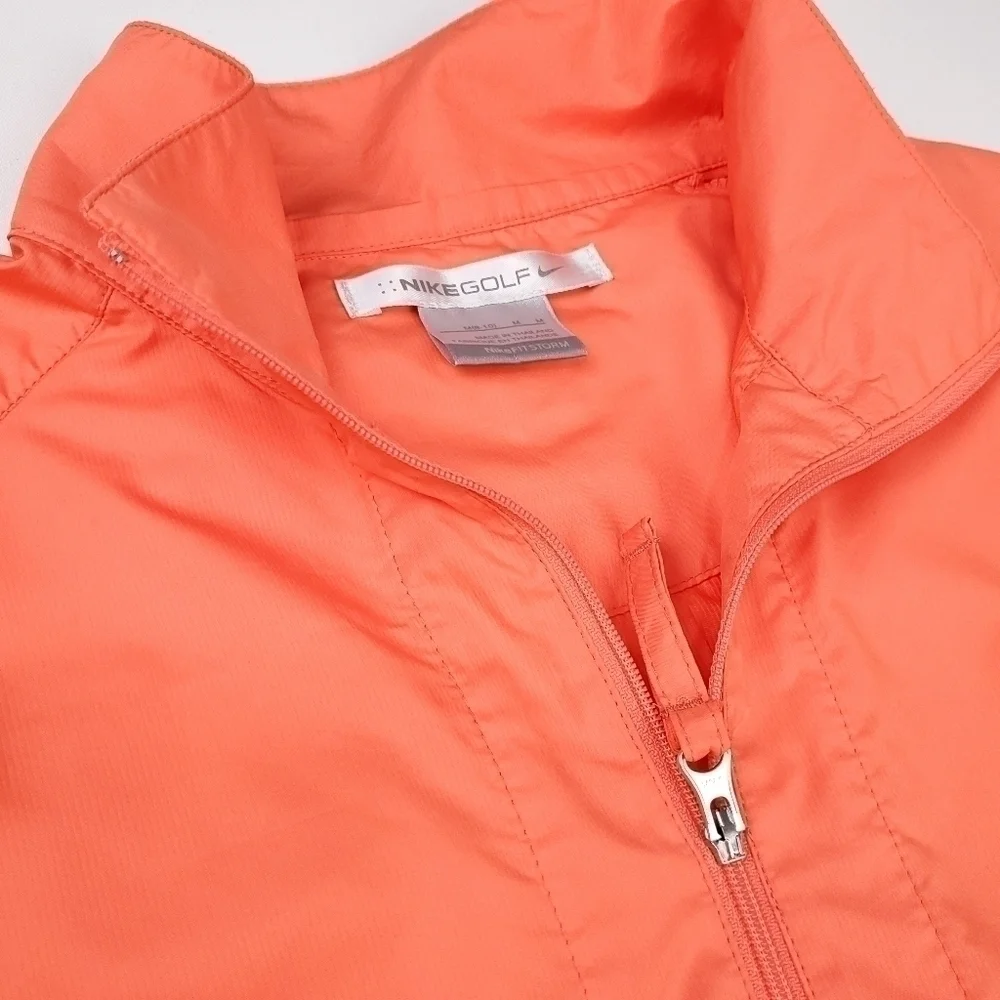 NIKE Golf Orange Wht Light Pullover Windbreaker M